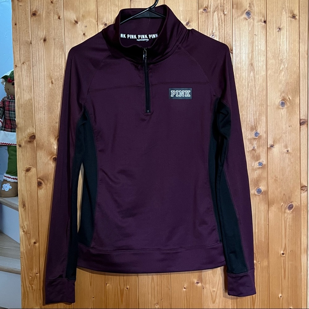 PINK VS Maroon Athletic Quarter Zip Sweatshirt